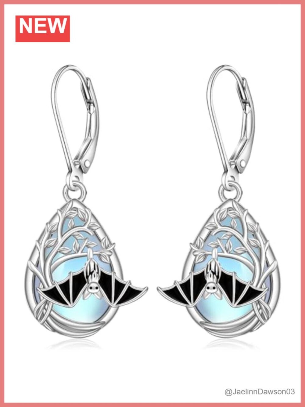 Sterling Silver Bat Dangle Earrings Cubic Zirconia Halloween Gothic